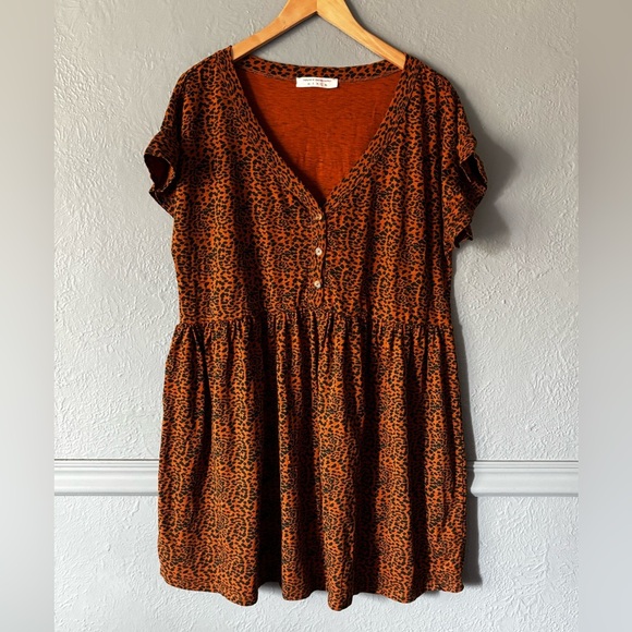 Known Supply Dresses & Skirts - Known Supply | Animal Print Babydoll Dress | Organic Cotton | L